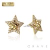 PAIR OF 18K GOLD PLATED INGOT CENTERED STAR SHAPE NUGGET EARRINGS